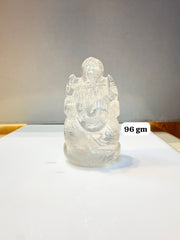 Clear Quartz (Sphatik) Ganesh Ji Idol - 96 gm | Natural Crystal Murti