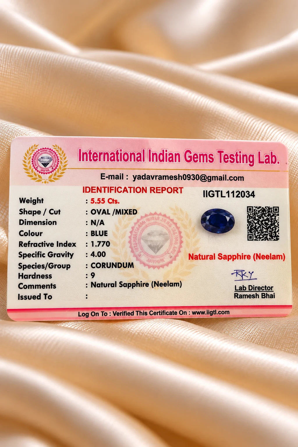 Blue Sapphire (Neelam) 5.55 Ct