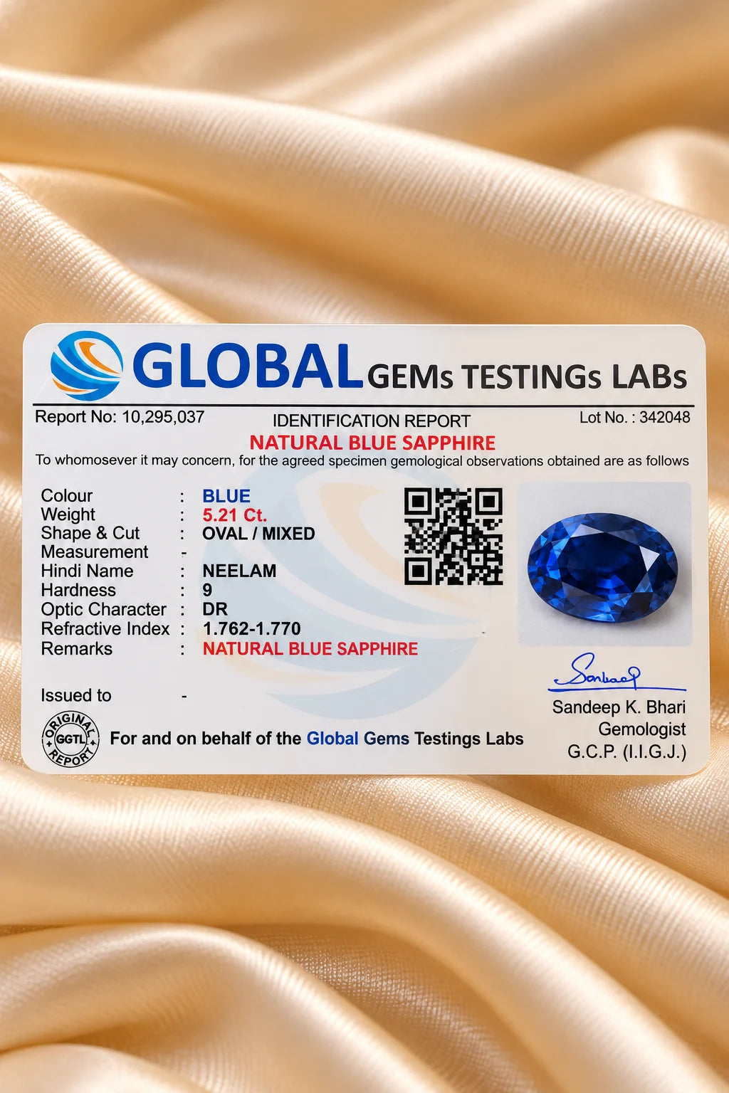 Blue Sapphire (Neelam) 5.21 Ct