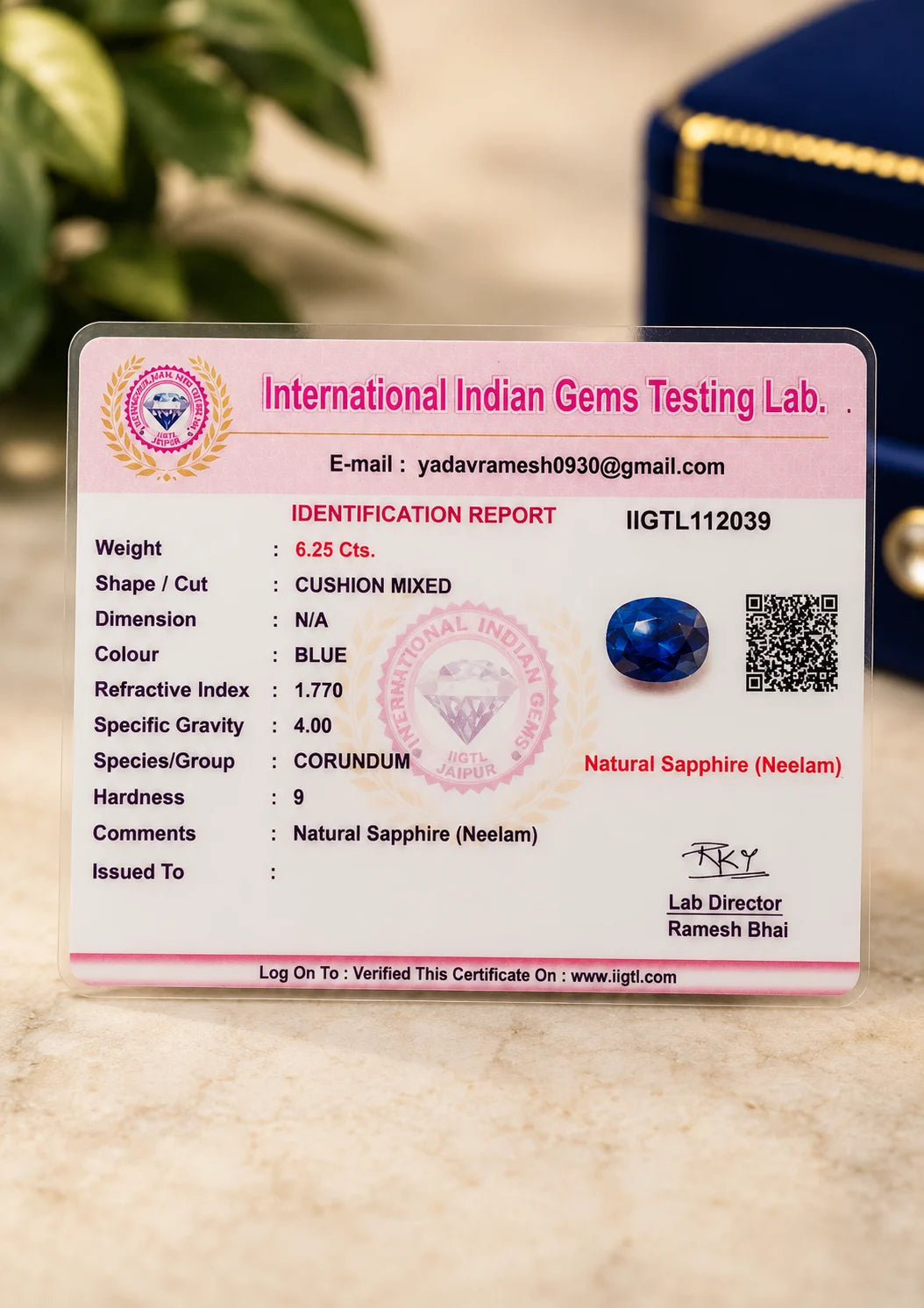 Blue Sapphire (Neelam) 6.25 Ct