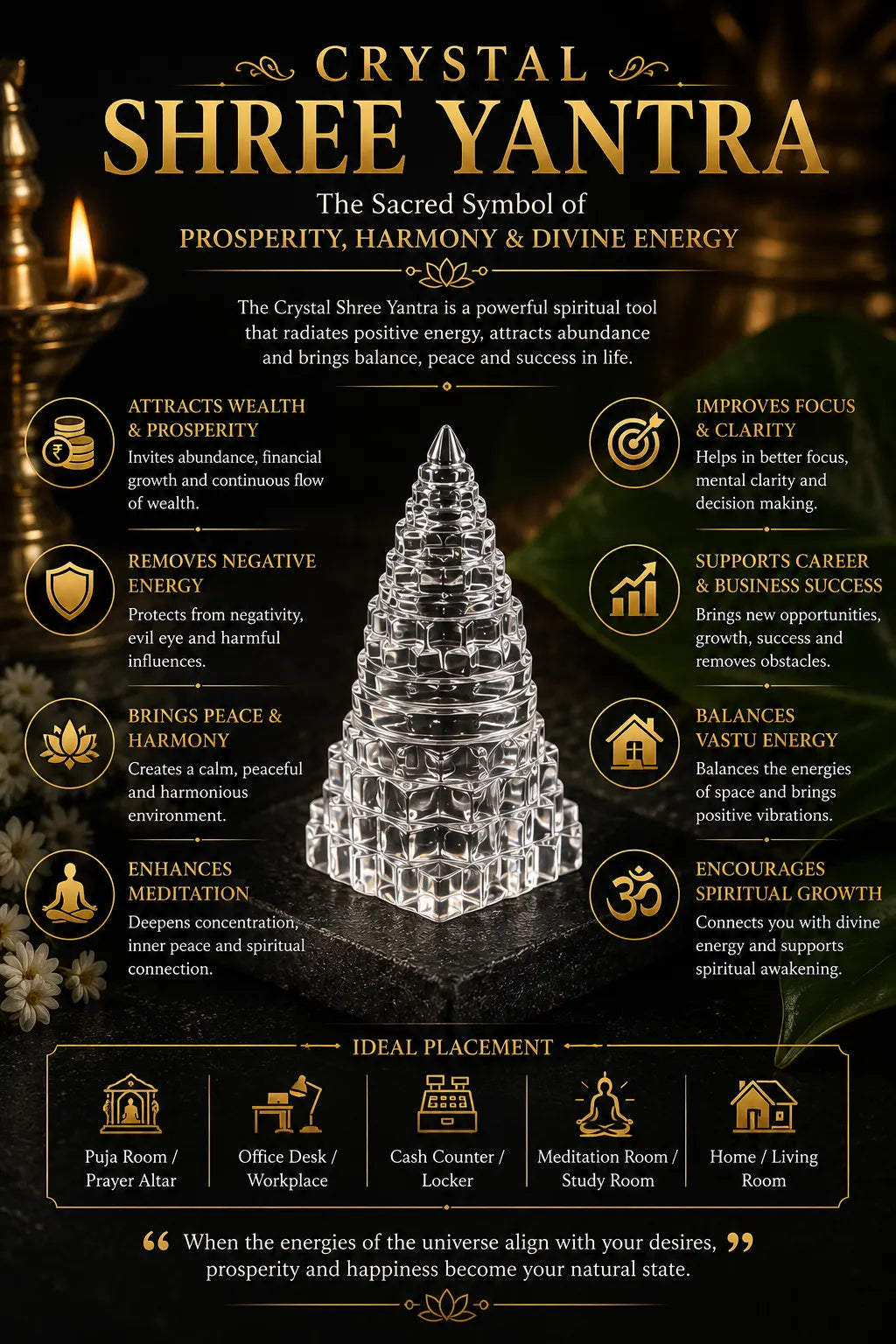 Crystal Shree Yantra 12 Gms | GGTL Certified | Report 77705586