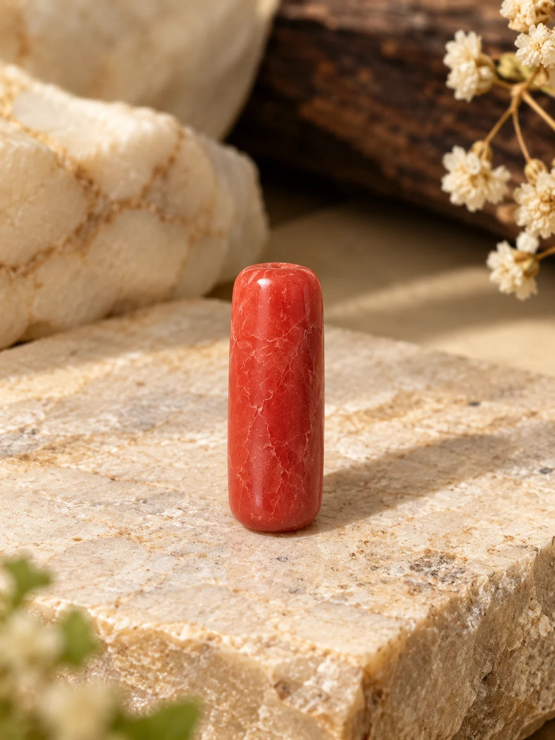 Natural Red Coral (Munga) 3.92 Ratti - Cylindrical Mixed - GGTL Certified
