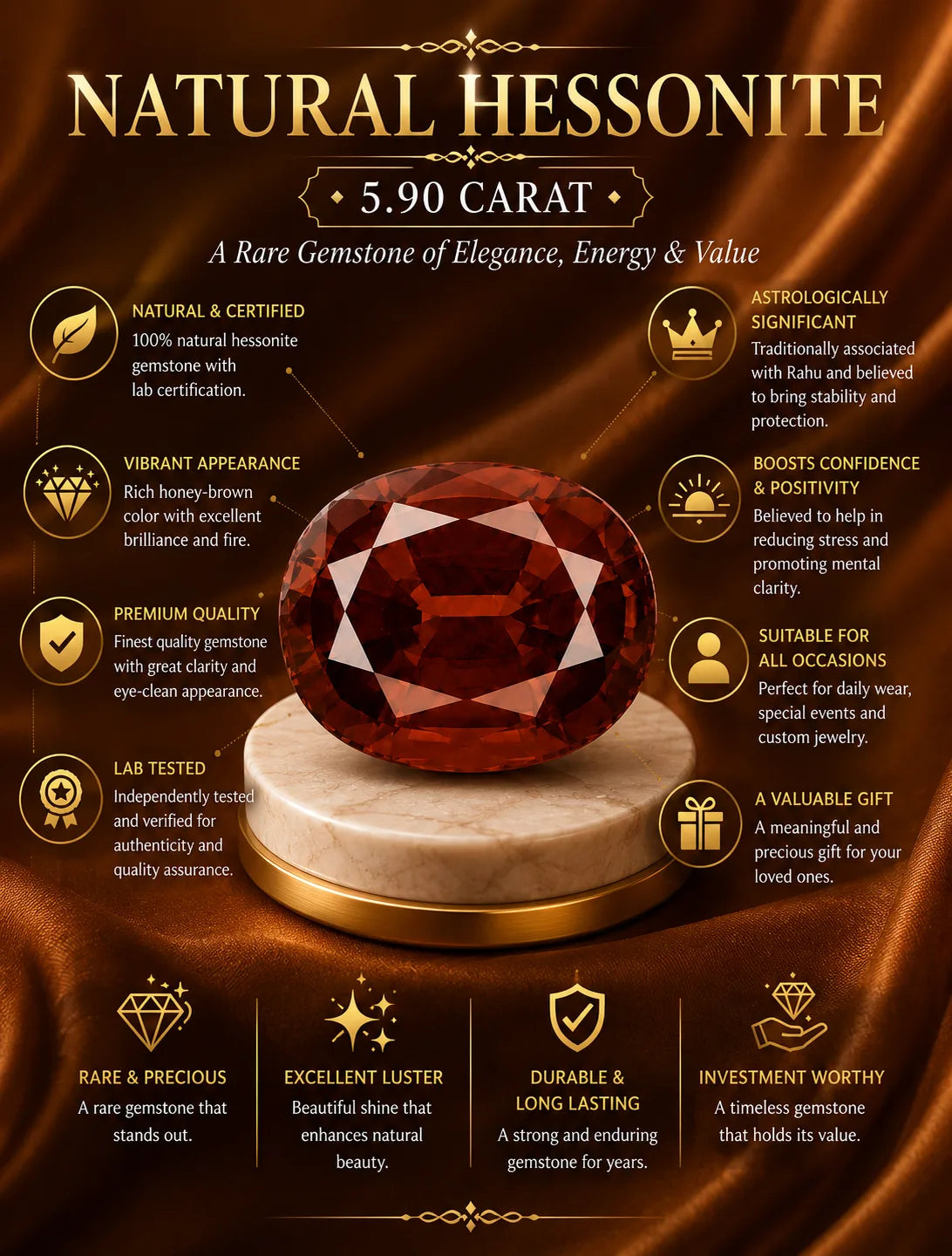 Hessonite (Gomed) 5.90 Ct