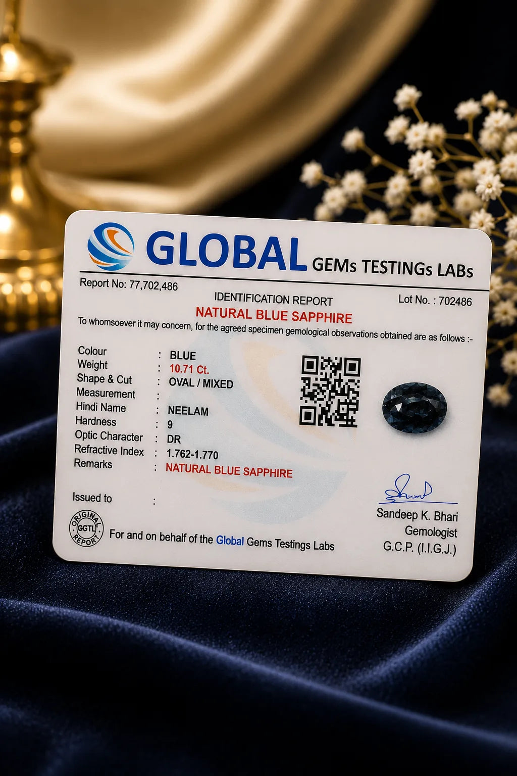 Blue Sapphire (Neelam) 10.71 Ct