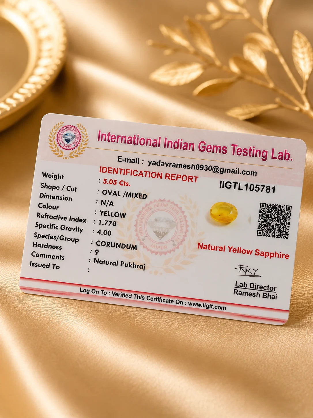 Yellow Sapphire (Pukhraj) 5.05 Ct