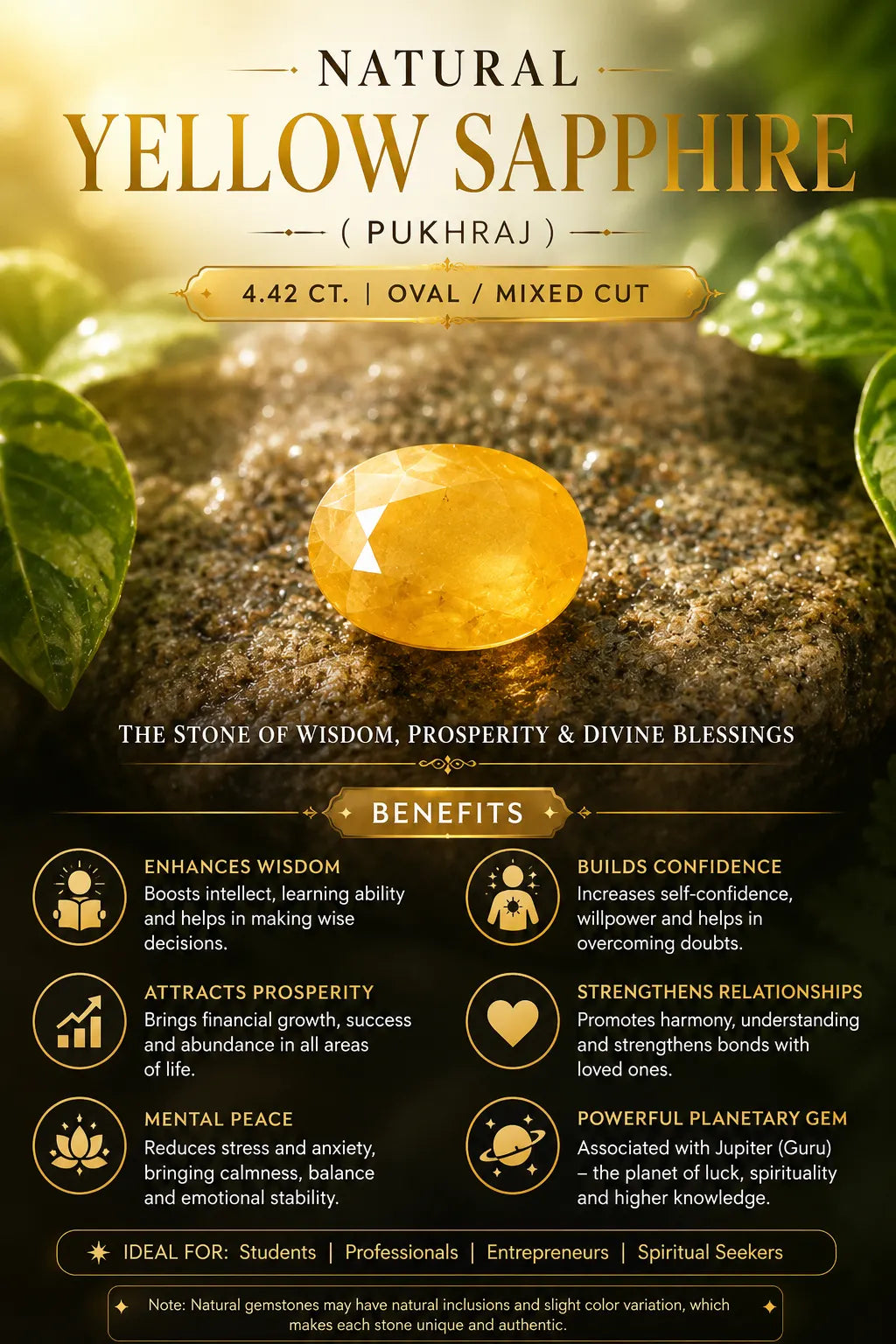 Yellow Sapphire (Pukhraj) 4.42 Ct