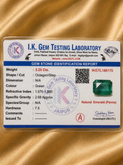 Emerald (Panna) 5.25 Ct | IKGTL Certified | Report IKGTL188175
