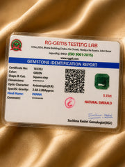 Emerald (Panna) 5.15 Ct | RG-GEMS Certified | Report 183353