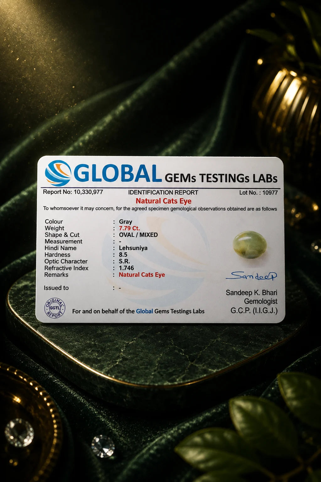 Cat's Eye (Lehsuniya) 7.79 Ct