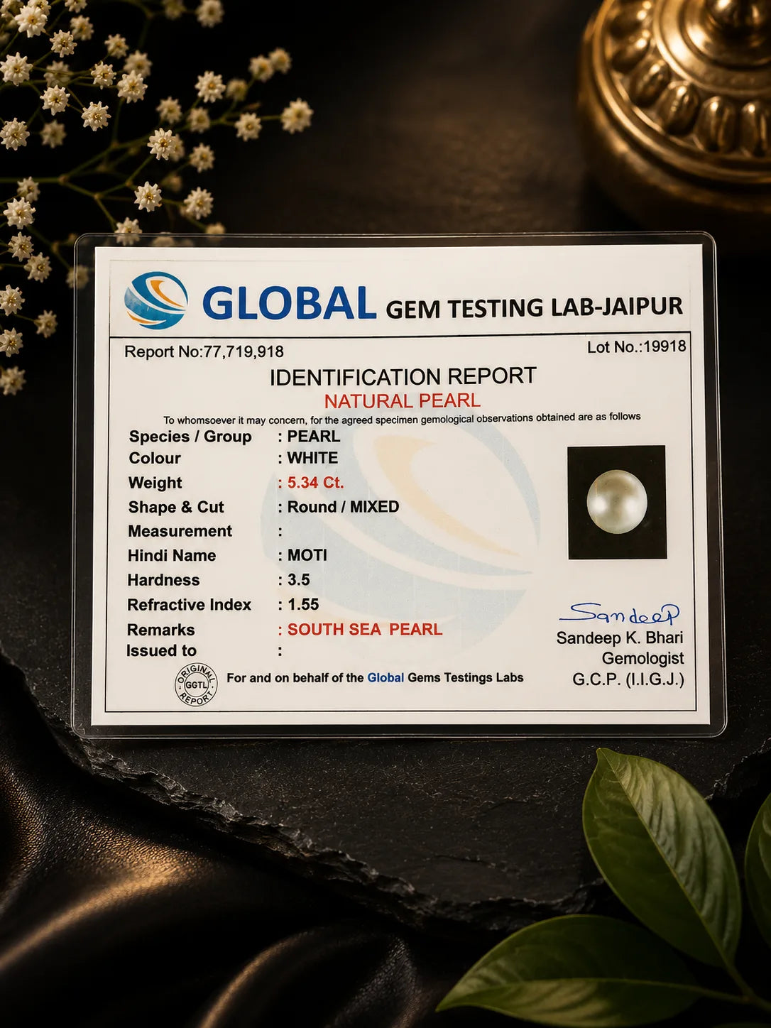 South Sea Pearl (Moti) 5.34 Ct | GGTL Certified | Report 77719918