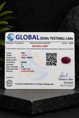 African Ruby (Manik) 5.76 Ct | GGTL Certified