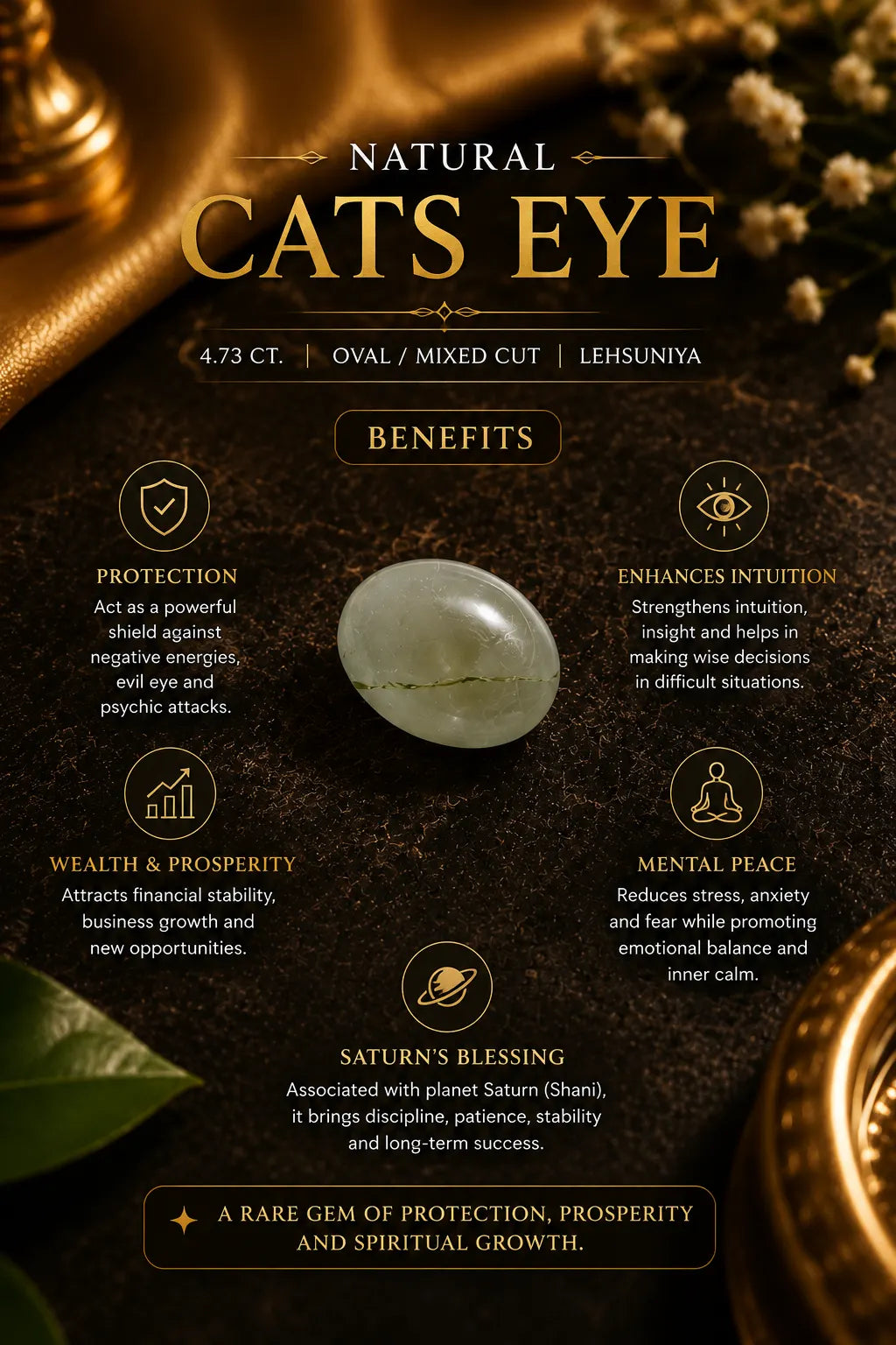 Cat's Eye (Lehsuniya) 4.73 Ct