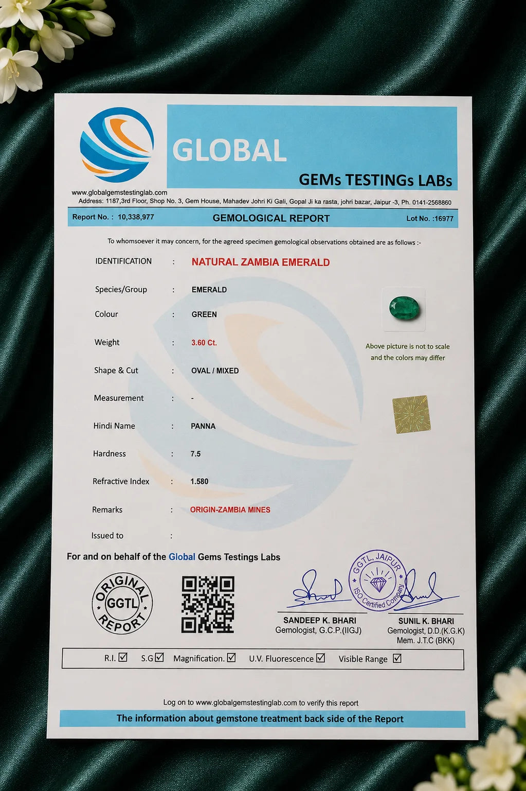 Natural Zambian Emerald 3.60 Ct (Panna) - Oval Mixed - GGTL Certified