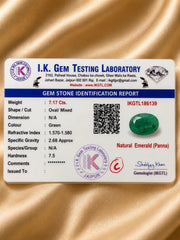 Emerald (Panna) 7.17 Ct | IKGTL Certified | Report IKGTL186139
