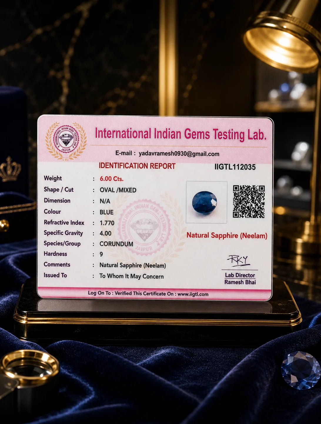 Blue Sapphire (Neelam) 6.00 Ct
