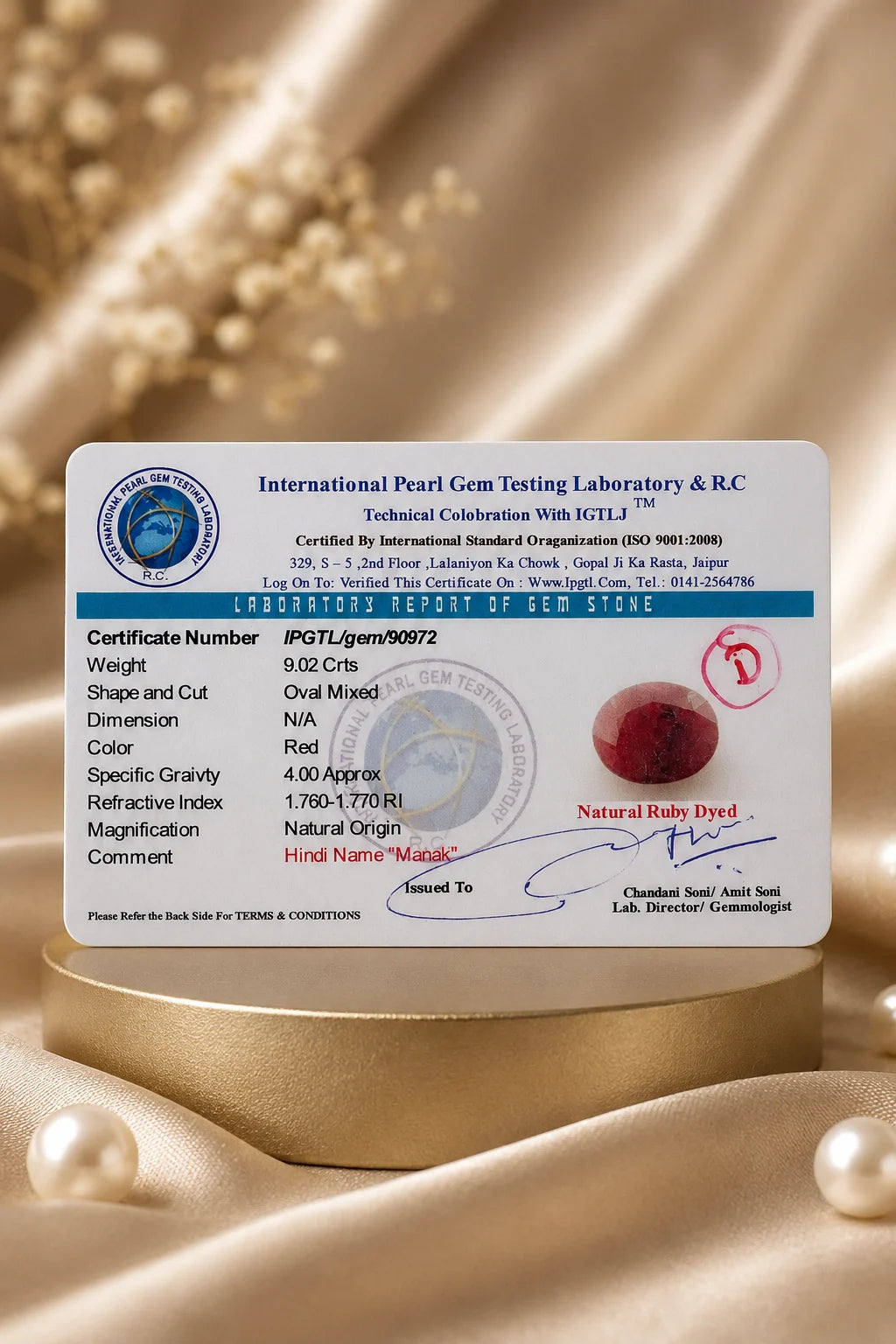Ruby Dyed (Manik) 9.02 Ct