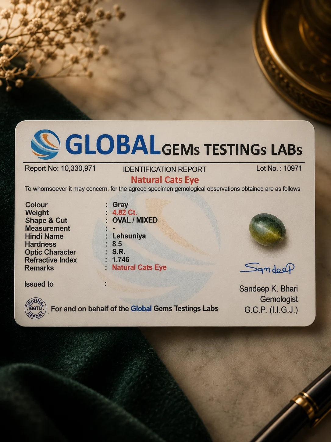 Cat's Eye (Lehsuniya) 4.82 Ct