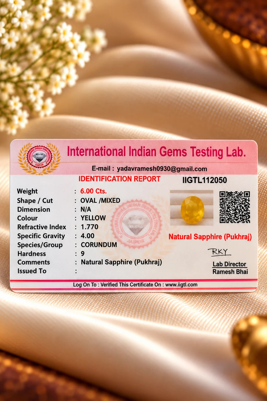 Yellow Sapphire (Pukhraj) 6.00 Ct
