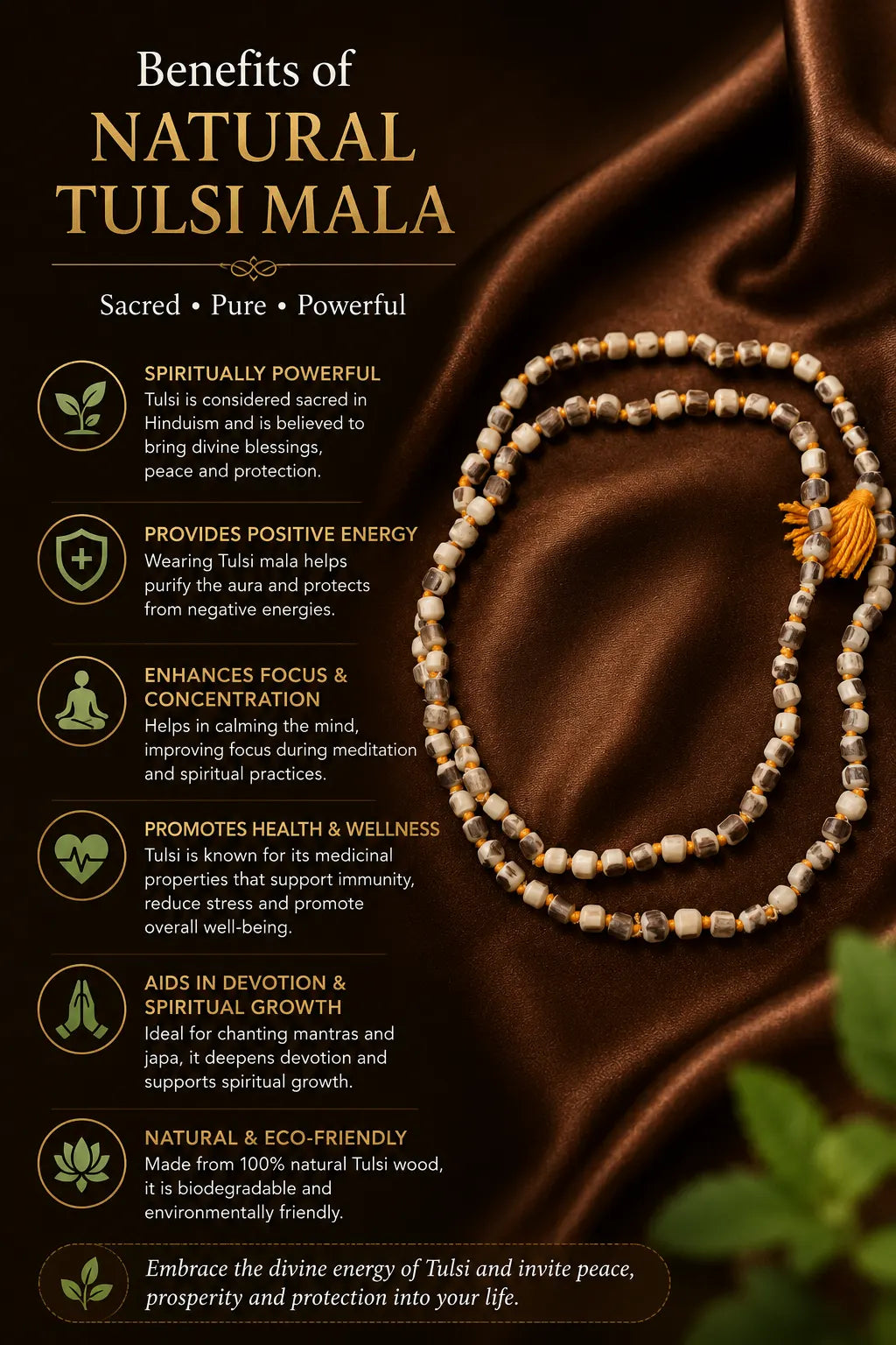 Tulsi Mala (Approx 6.5 mm) - Natural, MGL Certified