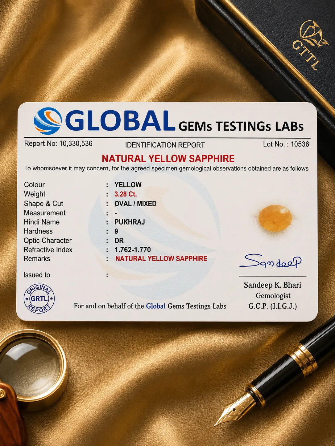 Yellow Sapphire (Pukhraj) 3.28 Ct