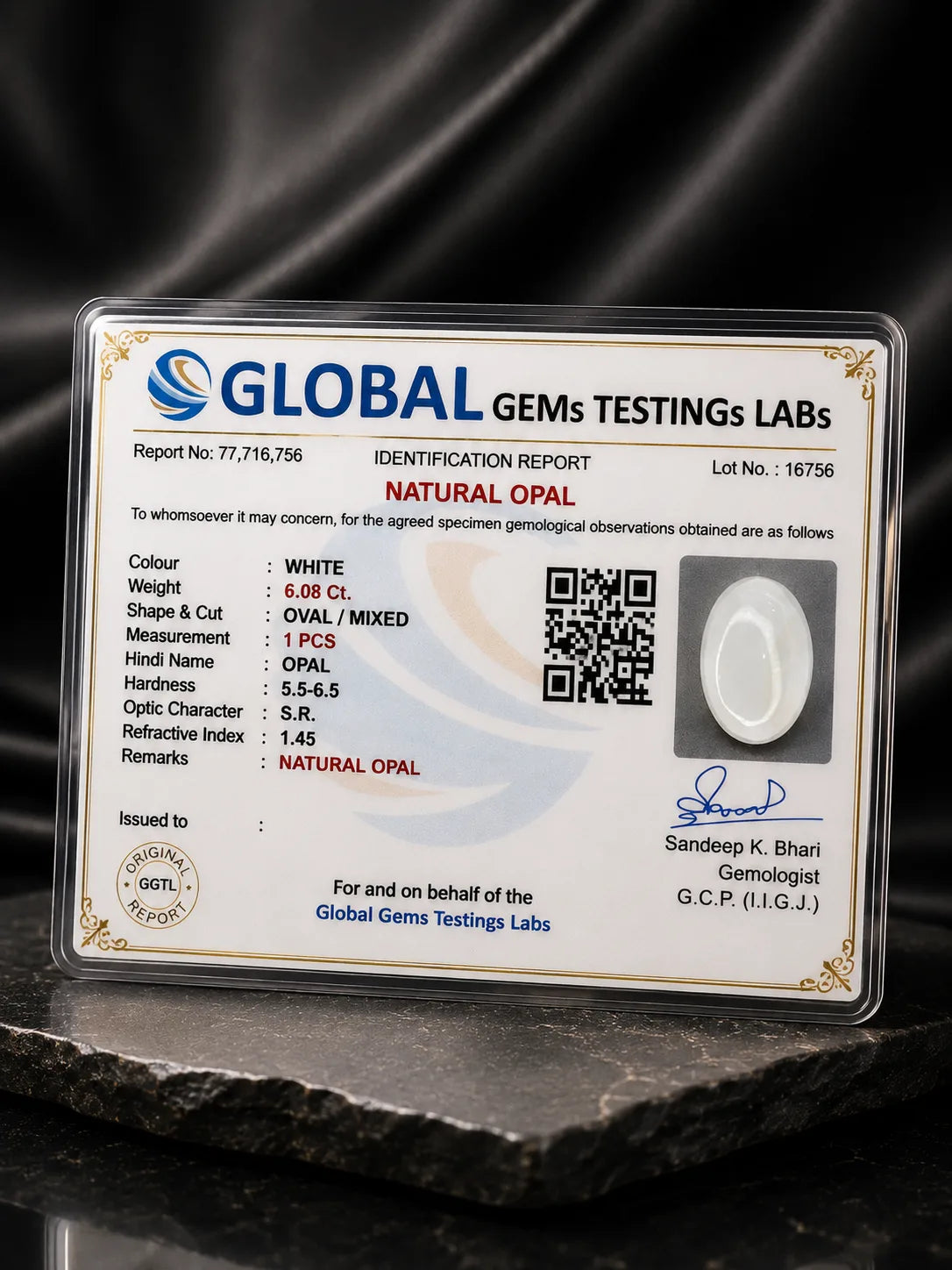 White Opal 6.08 Ct