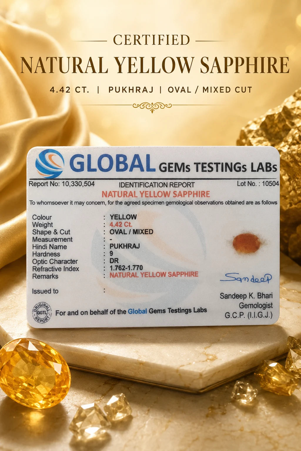 Yellow Sapphire (Pukhraj) 4.42 Ct