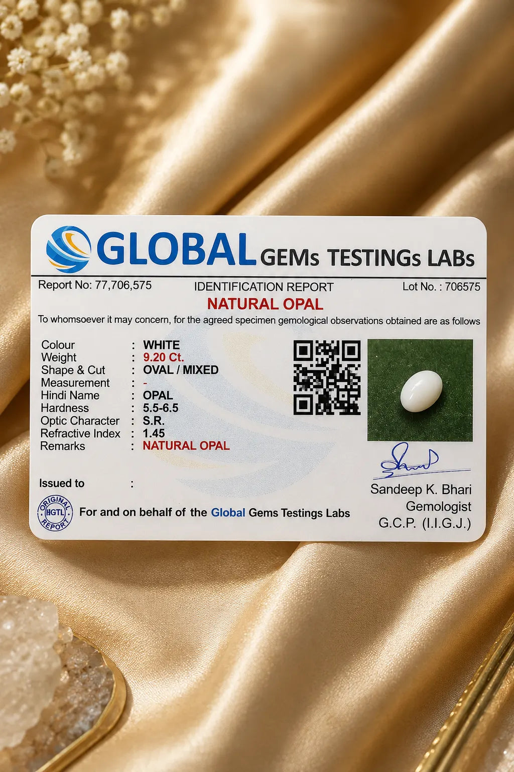 White Opal 9.20 Ct