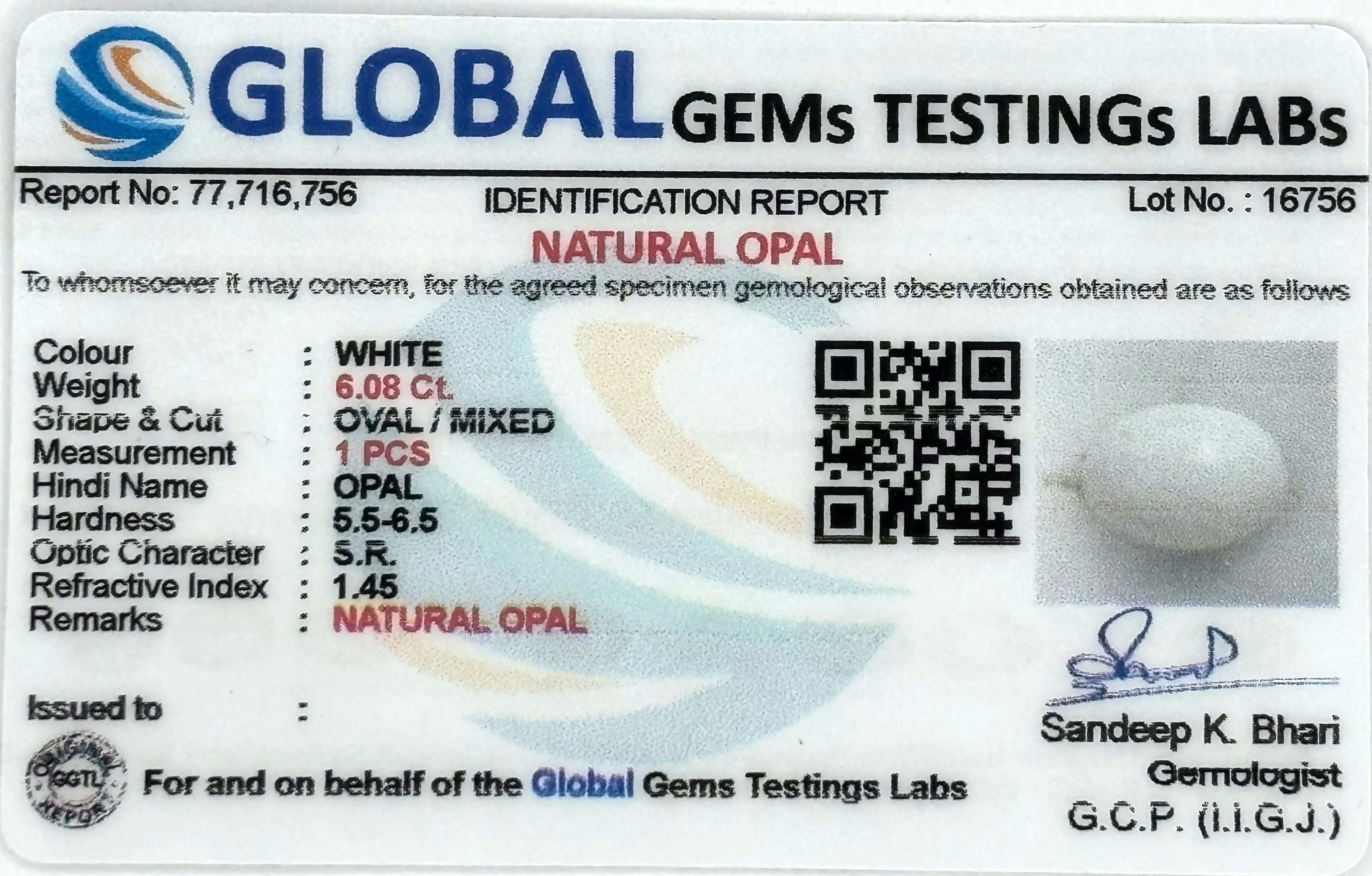 White Opal 6 Carat