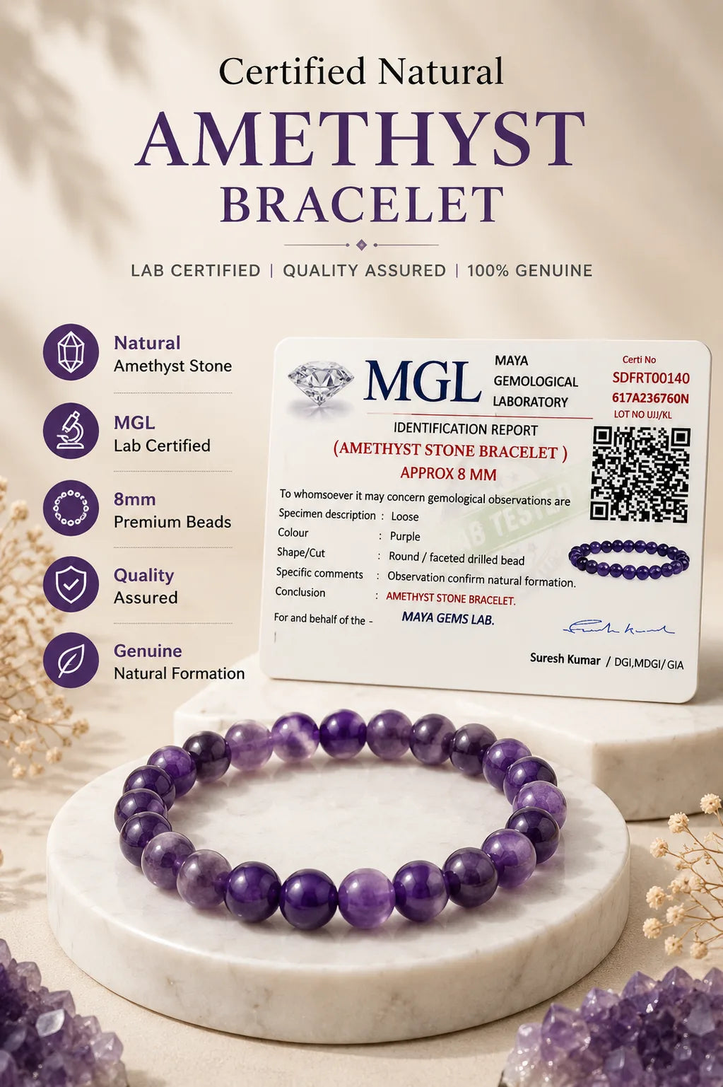 Amethyst Stone Bracelet