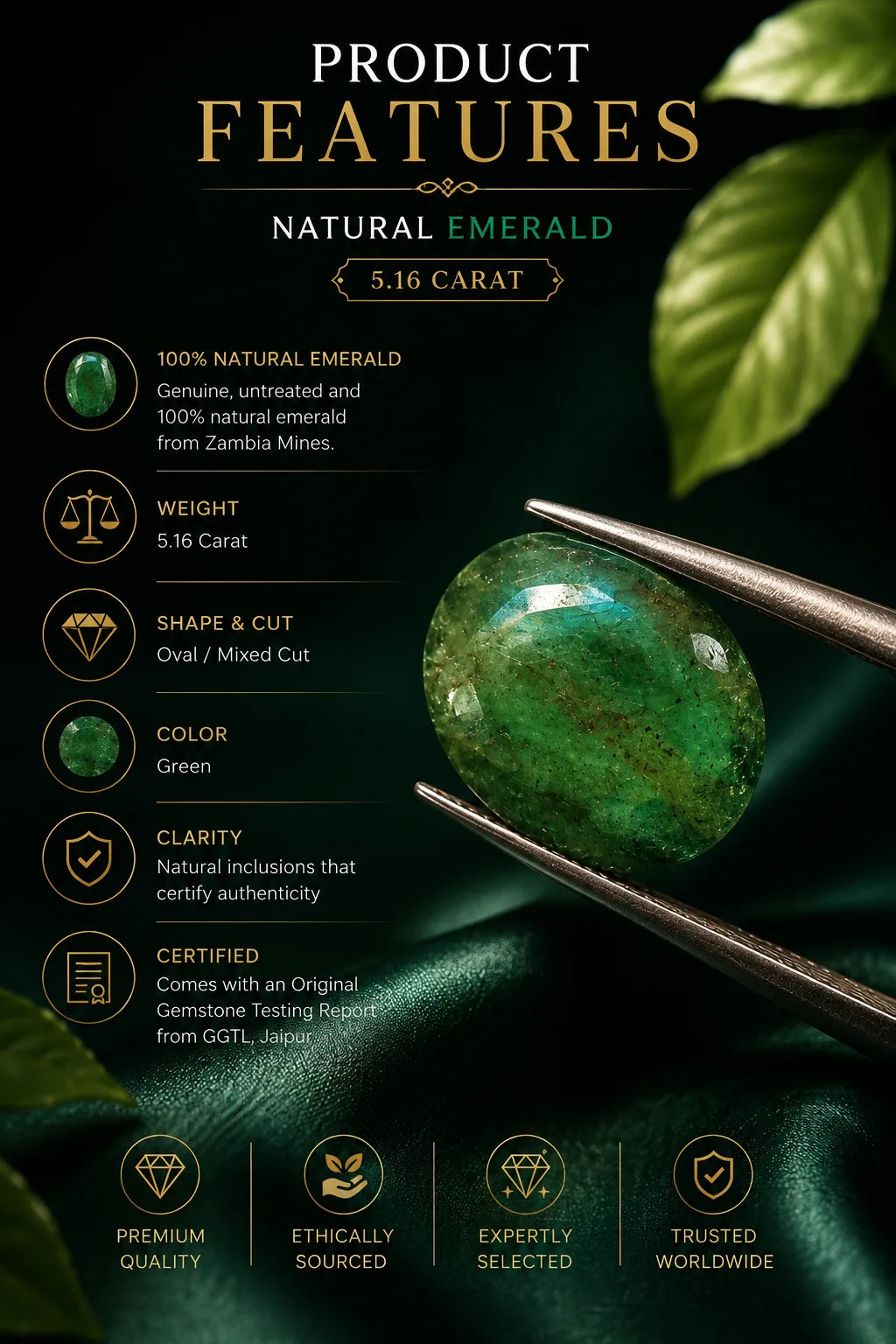 Emerald (Panna) 5.16 Ct
