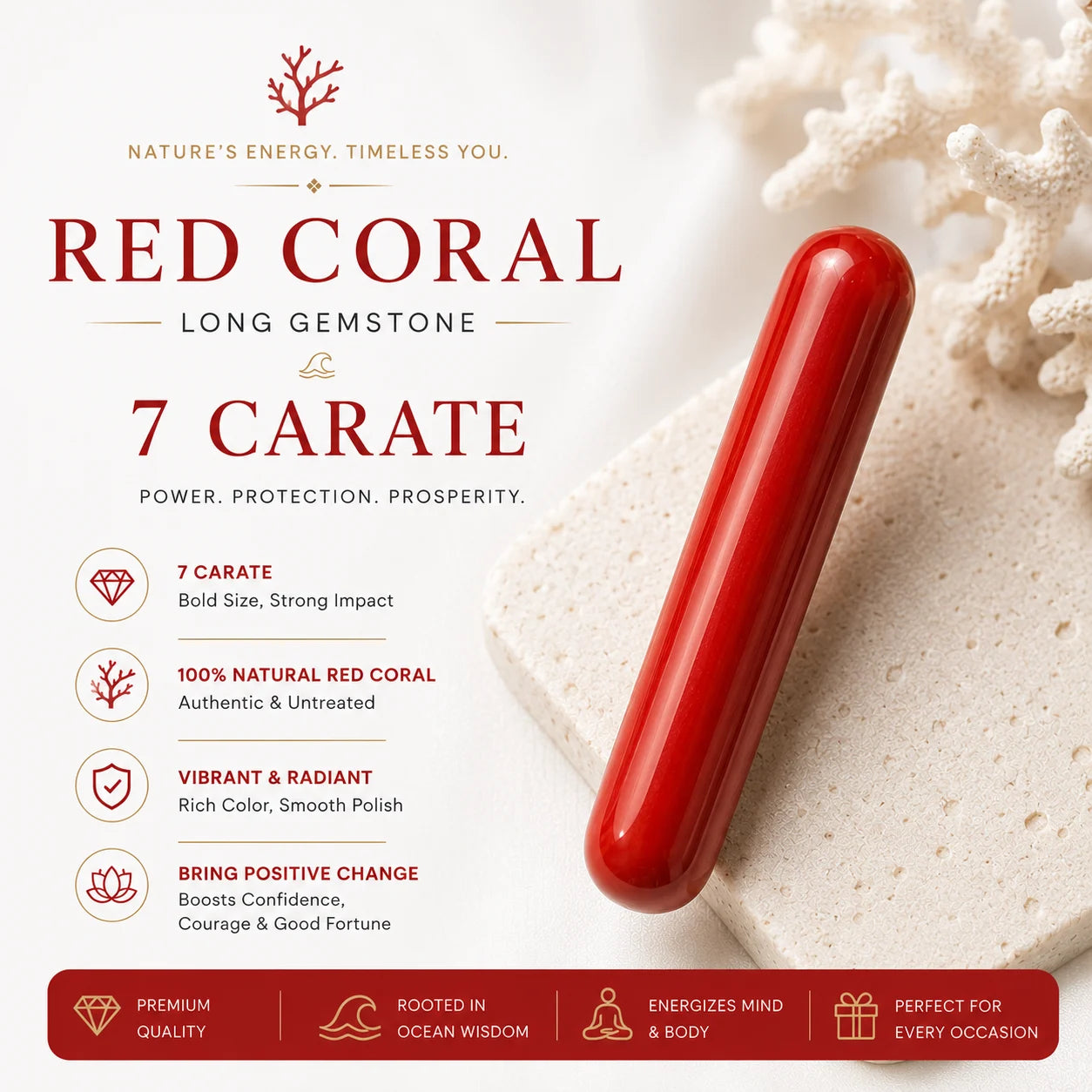 Red Coral Long 7 Carat