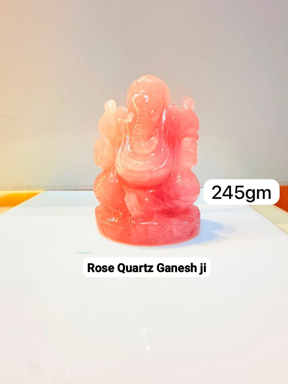 Rose Quartz Ganesh Ji Idol - 245 gm | Natural Crystal Murti