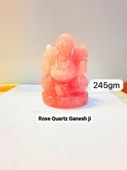 Rose Quartz Ganesh Ji Idol - 245 gm | Natural Crystal Murti