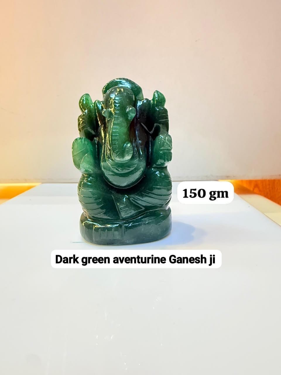 Dark Green Aventurine Ganesh Ji Idol - 150 gm | Natural Crystal Murti