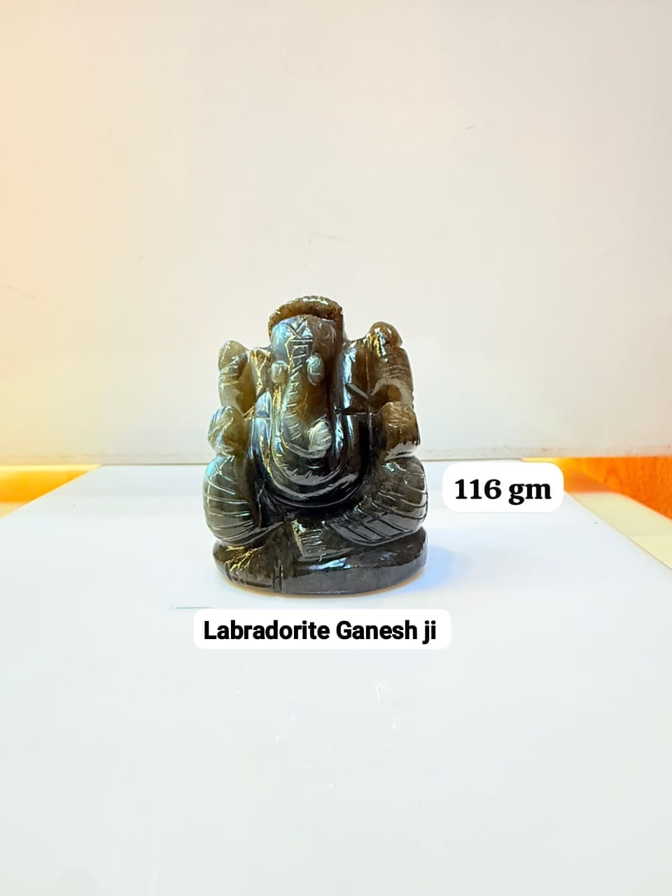 Labradorite Ganesh Ji Idol - 116 gm | Natural Crystal Murti
