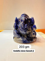 Sodalite Ganesh Ji Idol - 203 gm | Natural Crystal Murti