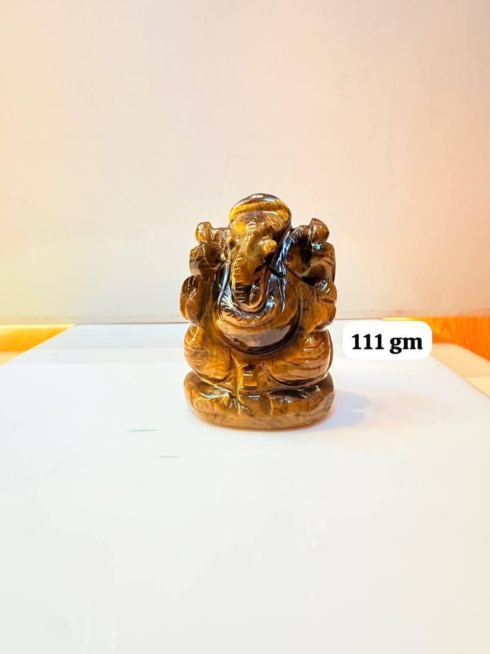 Tiger's Eye Ganesh Ji Idol - 111 gm | Natural Crystal Murti