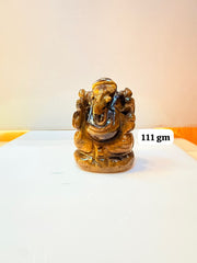 Tiger's Eye Ganesh Ji Idol - 111 gm | Natural Crystal Murti