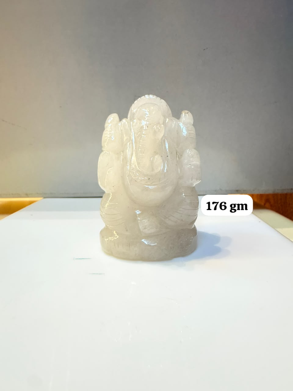 White Quartz Ganesh Ji Idol - 176 gm | Natural Crystal Murti