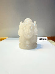 White Quartz Ganesh Ji Idol - 176 gm | Natural Crystal Murti