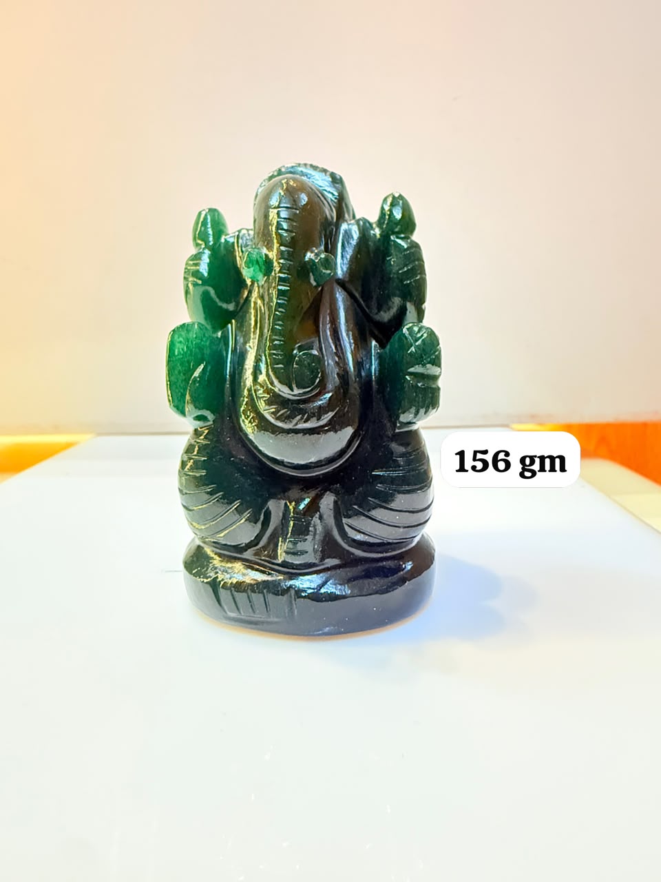 Dark Green Aventurine Ganesh Ji Idol - 156 gm | Natural Crystal Murti