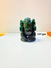 Dark Green Aventurine Ganesh Ji Idol - 137 gm | Natural Crystal Murti