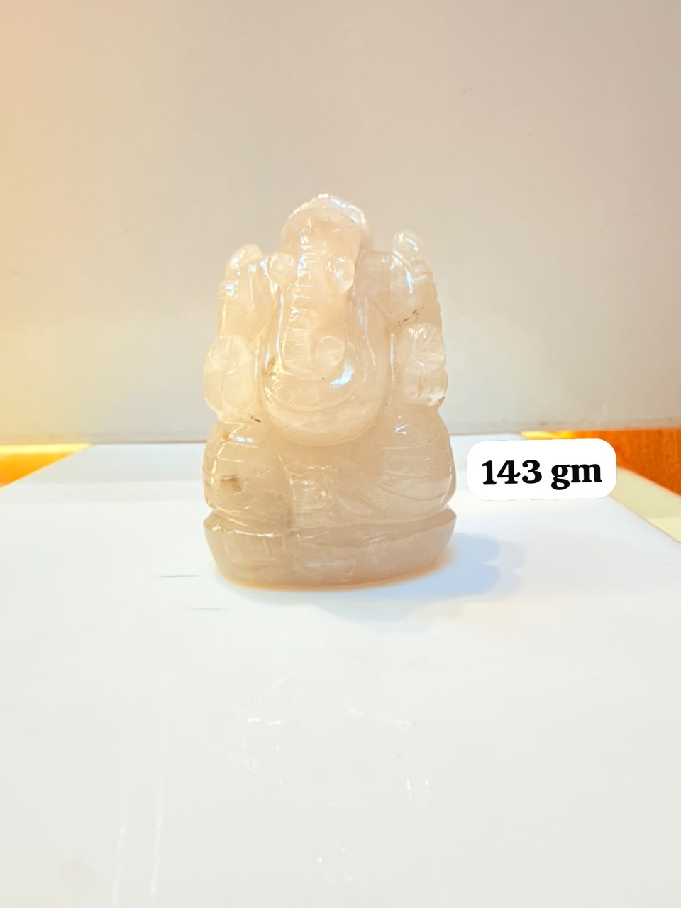White Quartz Ganesh Ji Idol - 143 gm | Natural Crystal Murti