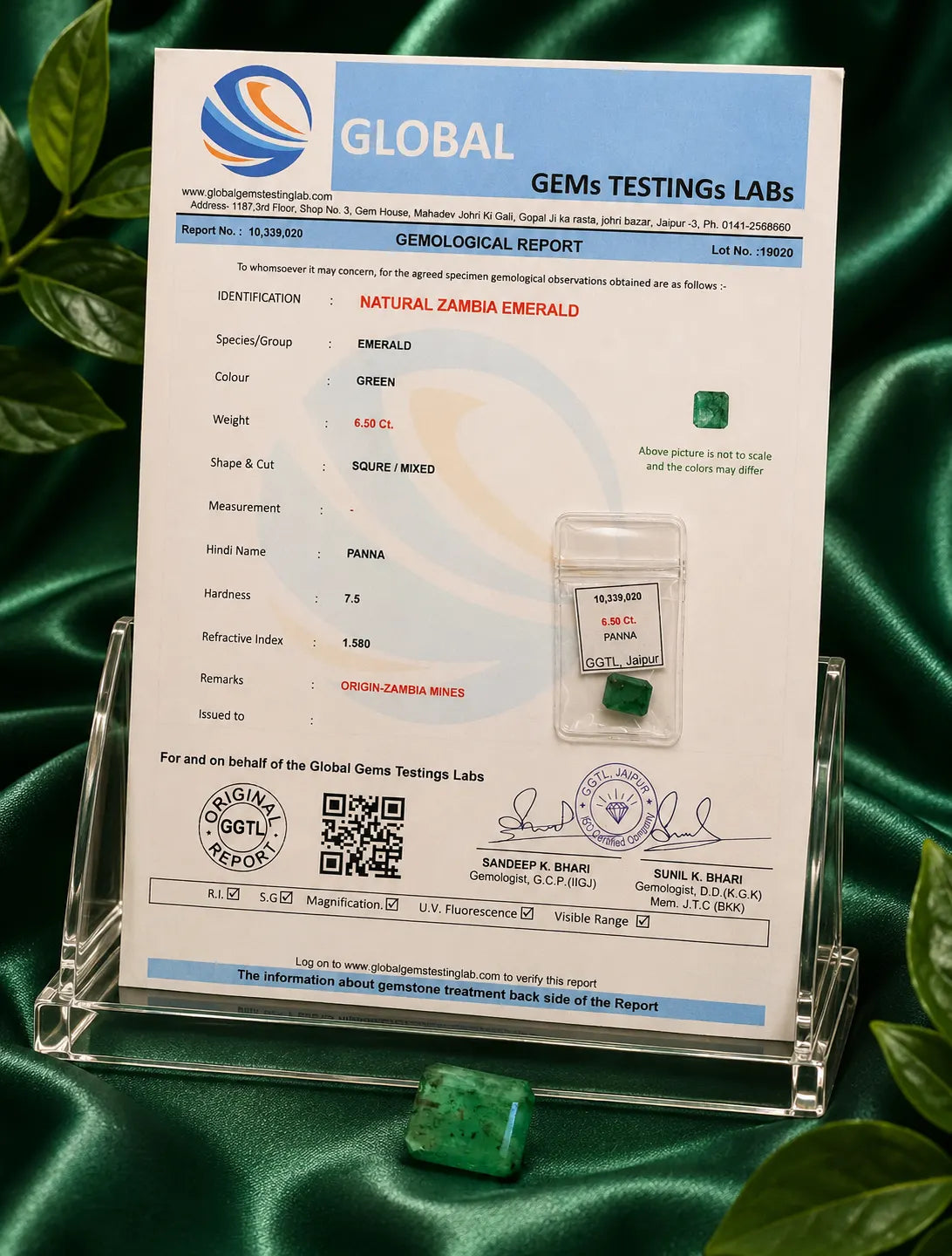Zambia Emerald (Panna) 6.50 Ct | B