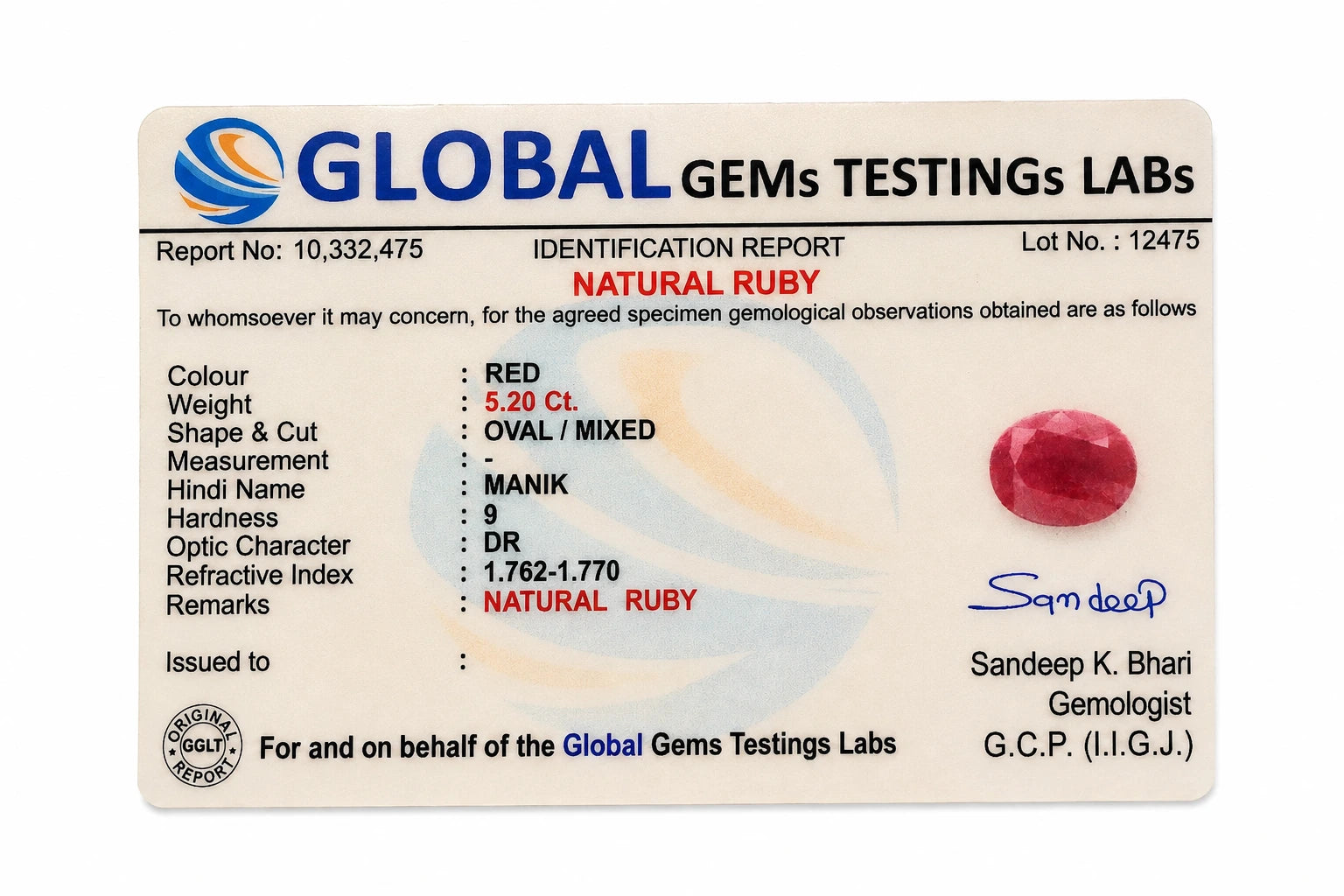 Ruby 5 Carat